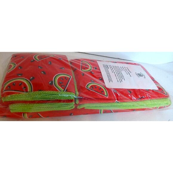 Sultans Linens Microfiber Kitchen Textiles Mat Cloths  Watermelon Print SET OF 7 - Picture 5 of 6